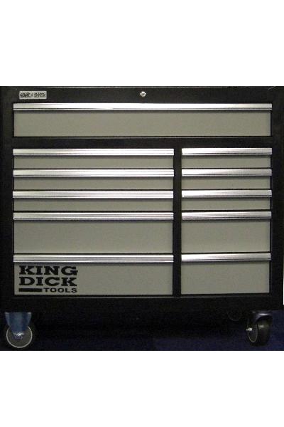 King Dick Roller Cabinet Long 11 Drawer Black and Grey - TRCL11BG